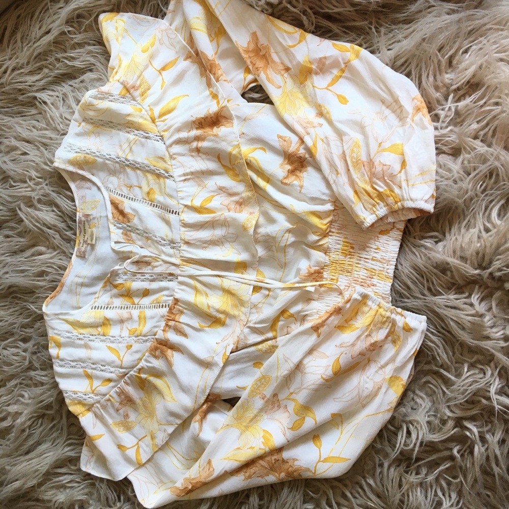 Band of Gypsies Crop Blouse boho white & gold size xs - Picture 5 of 6